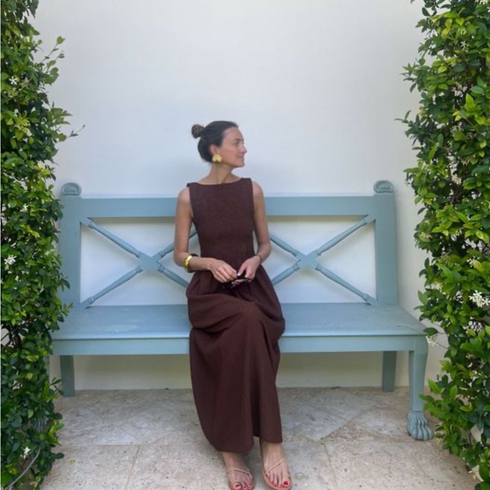 NWT Hill House Cosima in Chocolate Tonal Seersucker size Small